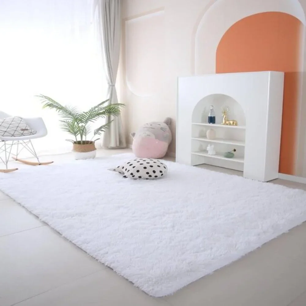 New 5x7 White Shag Area Rug, Ultra Soft Fluffy Non-Skid Plush Carpet for Home